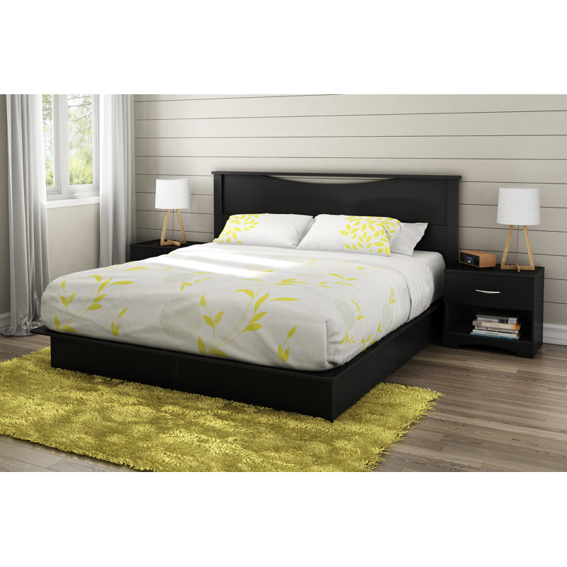 South Shore Step One Full/Queen Platform Bed In Gray Oak – Modern Wood Frame, No Box Spring Needed
